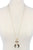 Double horn natural stone pendant necklace