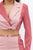 Colorblock Crop Blazer With Matching Low Rise Wide Leg Pant Set With Pockets