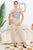 Cream & Blue Wave Print Mesh Asymmetrical Neck Self-tie Strap Bodysuit