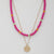 Coin Wood Bead Layered Necklace
